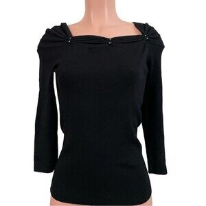 BCBGMAXAZRIA Black Sweater with Faux‎ Diamond Accents Size Medium